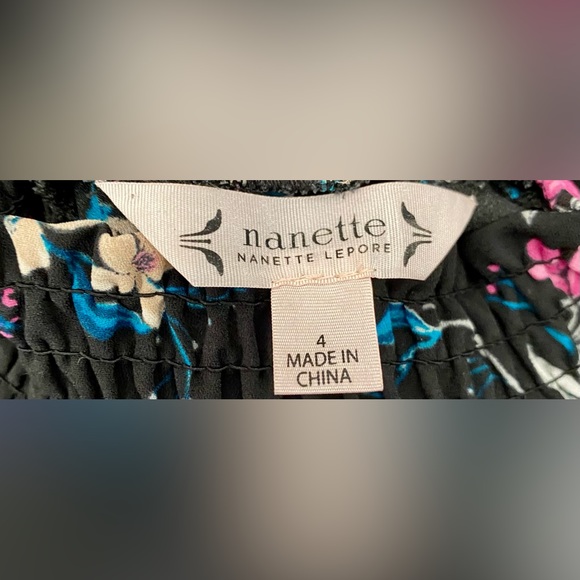 Nanette Lepore Long Sleeve High/Low Midi Dress in Very Black Raspberry Floral - Picture 4 of 7